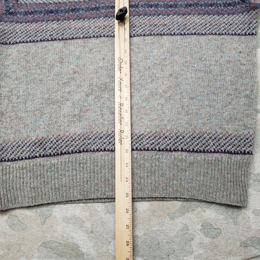 Vintage Jantzen Sweater Mens Large Gray Fair Isle Pullover Birds Eye Grandpa